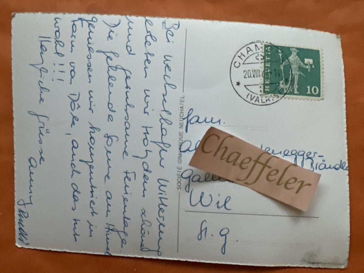 Cartes postales: 1966 8013 Champex Wallis  – D'occasion à Zürich par Chaeffeler 1