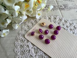 10x Knopfe gold lila Stil Vintage violet violette bouton