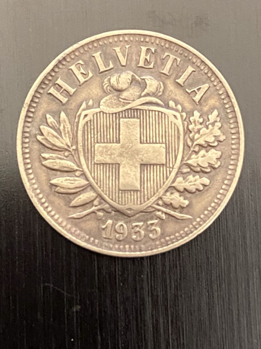 Alle Münzen: 2 centimes CH 1933 Bronze  – Gebraucht aus Corsier-sur-Vevey von Ginoarturo