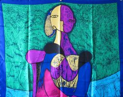 Foulard Schal, Aufdruck nach Picasso, 100% Polyester Satin