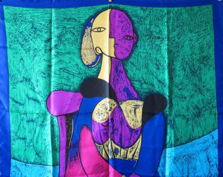 Foulard Schal, Aufdruck nach Picasso, 100% Polyester Satin