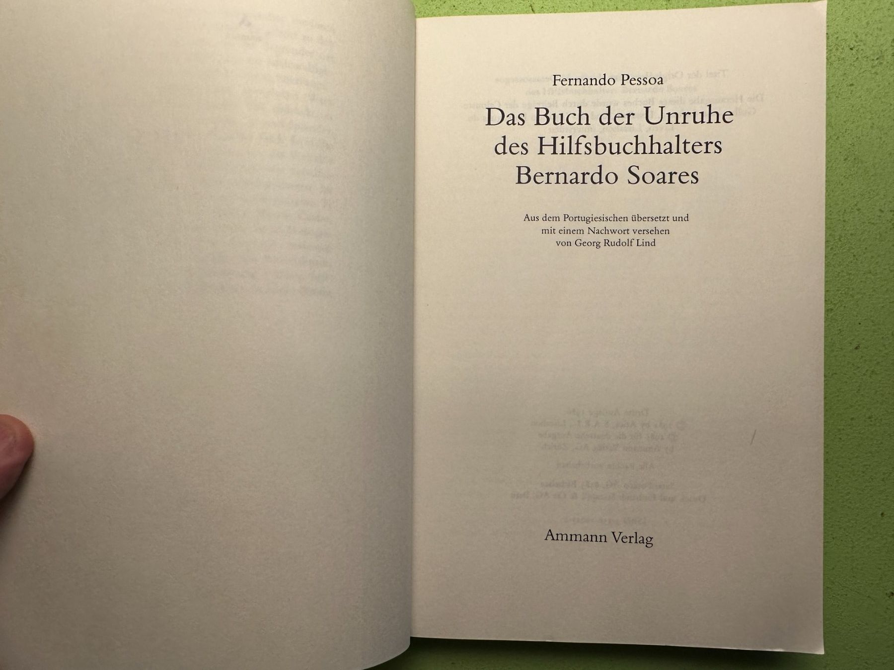 Bücher: Fernando Pessoa: Das Buch der Unruhe. – Gebraucht aus Zürich von allp 2