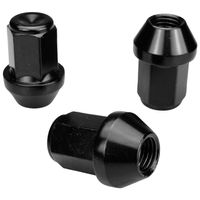 Radmuttern Schwarz 20 Stück M12x1,5 Kegelbund 60° SW19