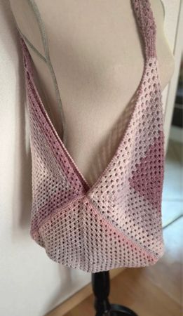 Sac bandoulière + pochette, fait main, rose et beige