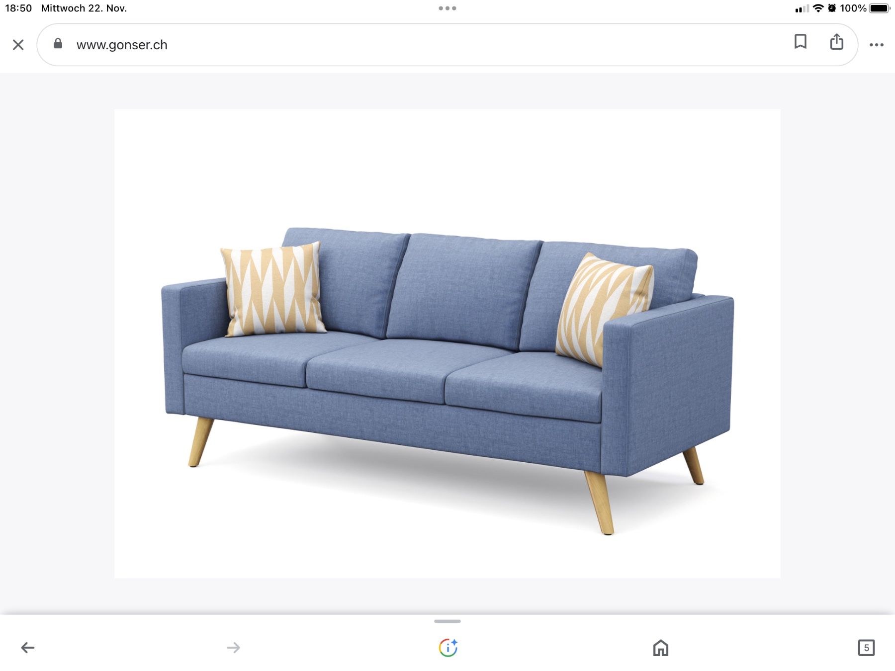Gonser Divani: Sofa Blair 3-Sitzer blau, neuwertig – Usato da Schlatt TG venduto da Emaria 2