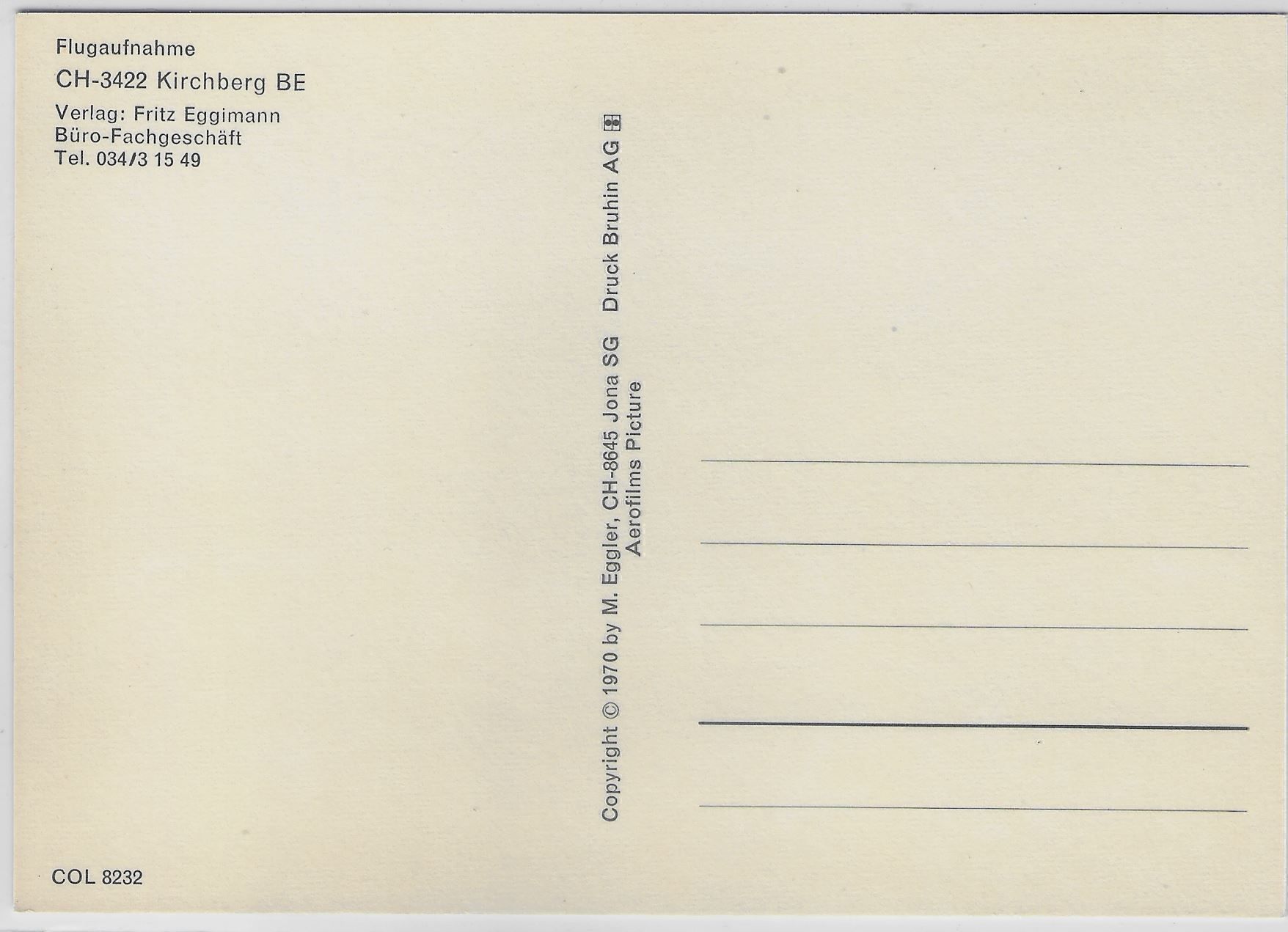 Cartes postales: Flugaufnahme Kirchberg BE – Antique à Ettingen par Kartenplanet 1