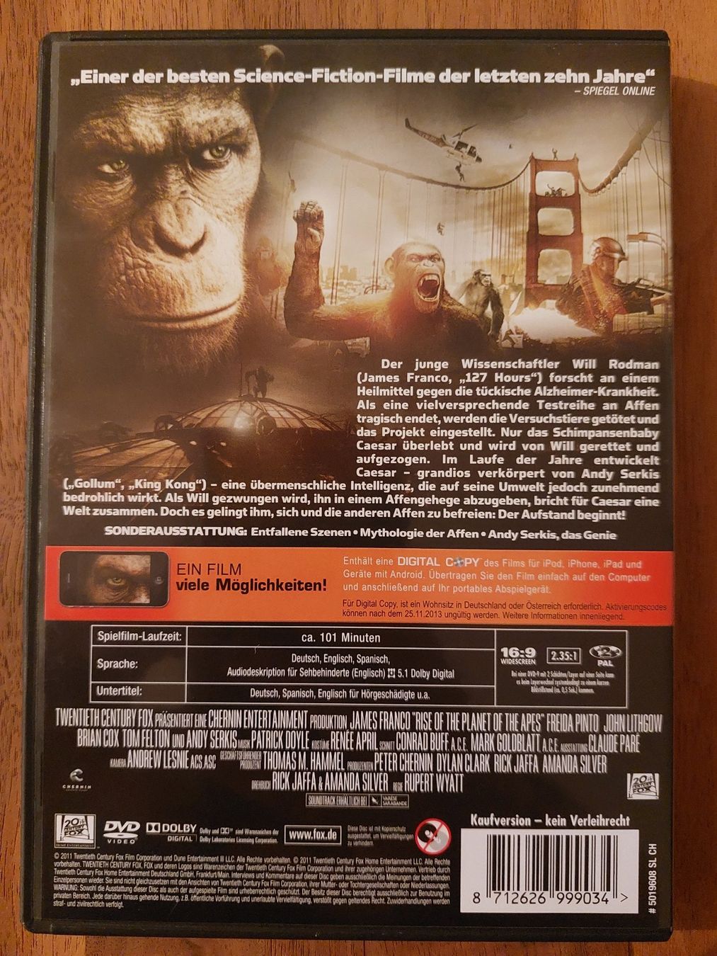 Tutti i DVDs: DVD - Planet der Affen Prevolution – Usato da Rheinfelden venduto da FilmAuktion 1