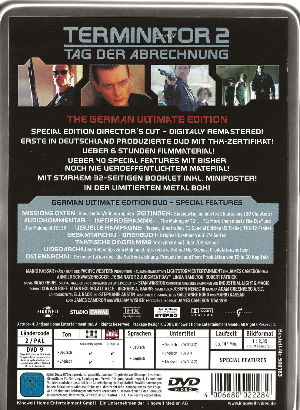 Tutti i DVDs: TERMINATOR 2 -  German Ultimate Edition / Metal-Box - 2 DVD – Usato da Anglikon venduto da Duriel_77 1