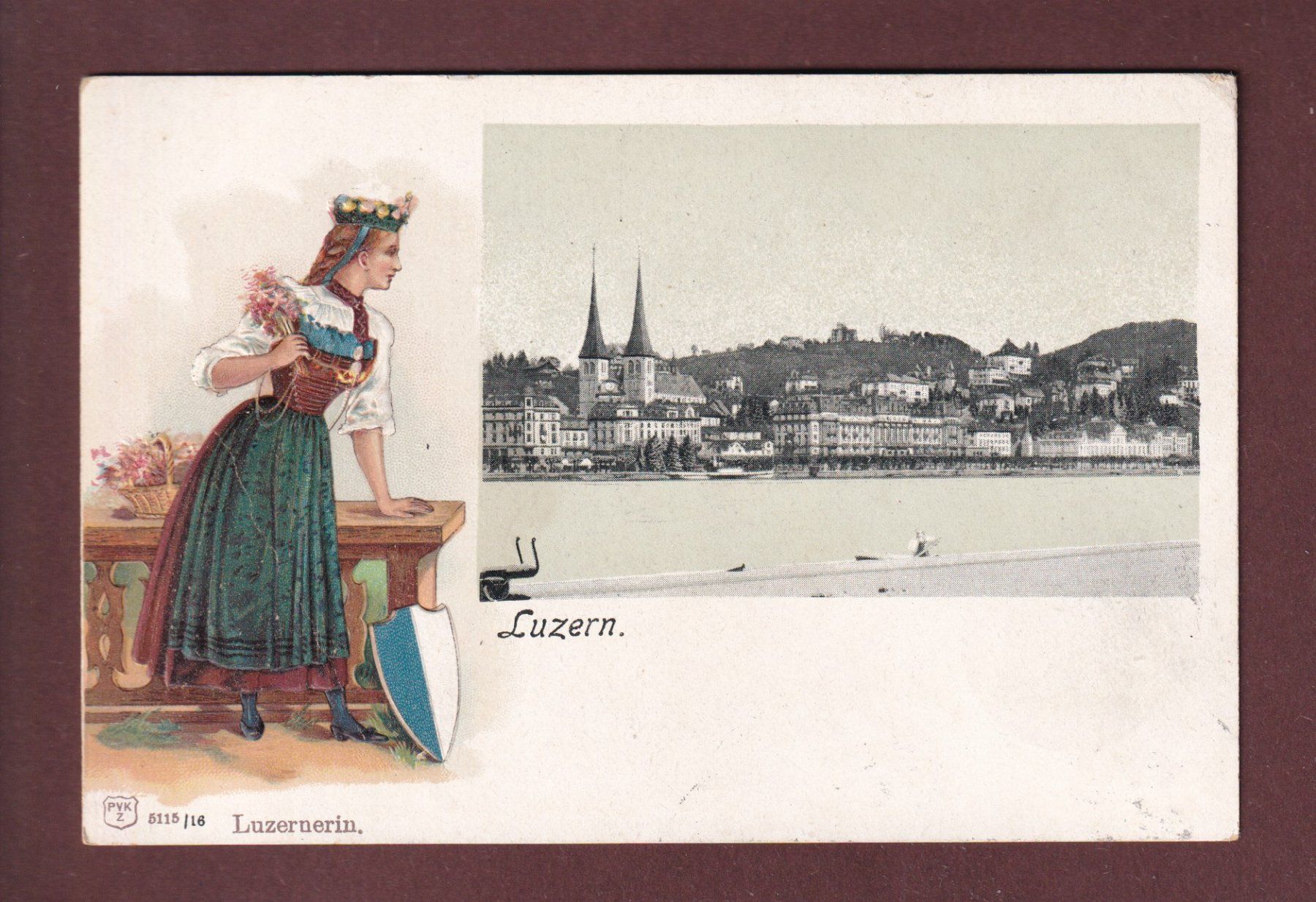 Cartoline postali: LUZERN - Luzernerin - 1908 Präge – Usato da Pully venduto da nicecards