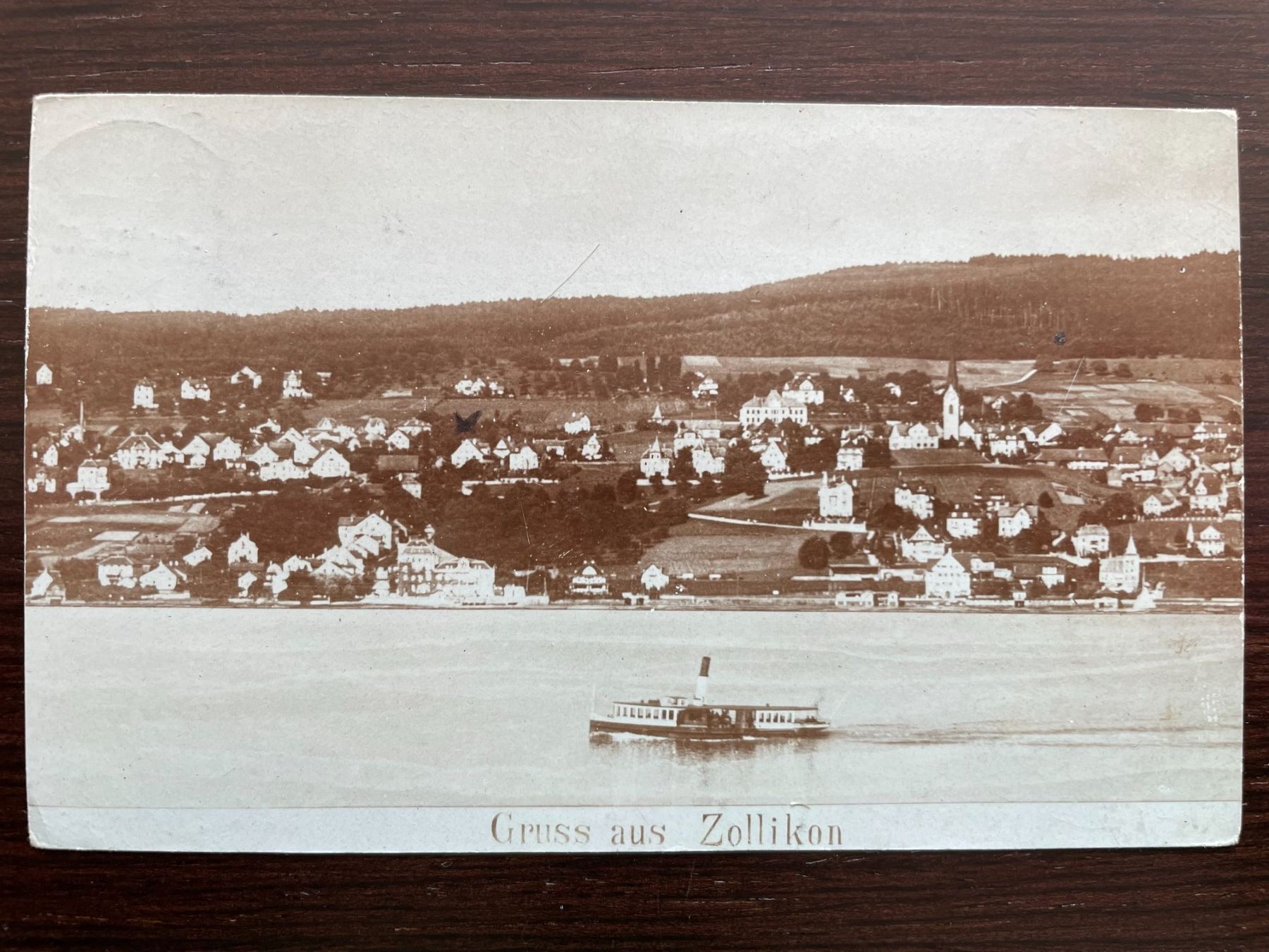 Cartoline postali: ZOLLIKON mit Dampfschiff / Dampfschwalbe, 2 Ansichtskarten – Usato da Wald ZH venduto da TLILEF 1