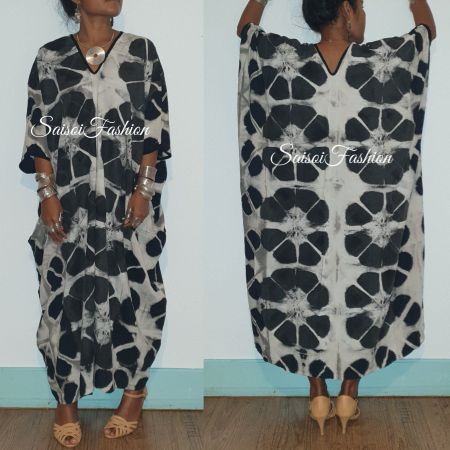 Sommer Handgemacht Batik Shibori100%Cotton SommerkleidS-XXXL