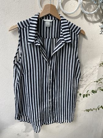 Chemise sans manches H&M rayée noir et blanc T.38