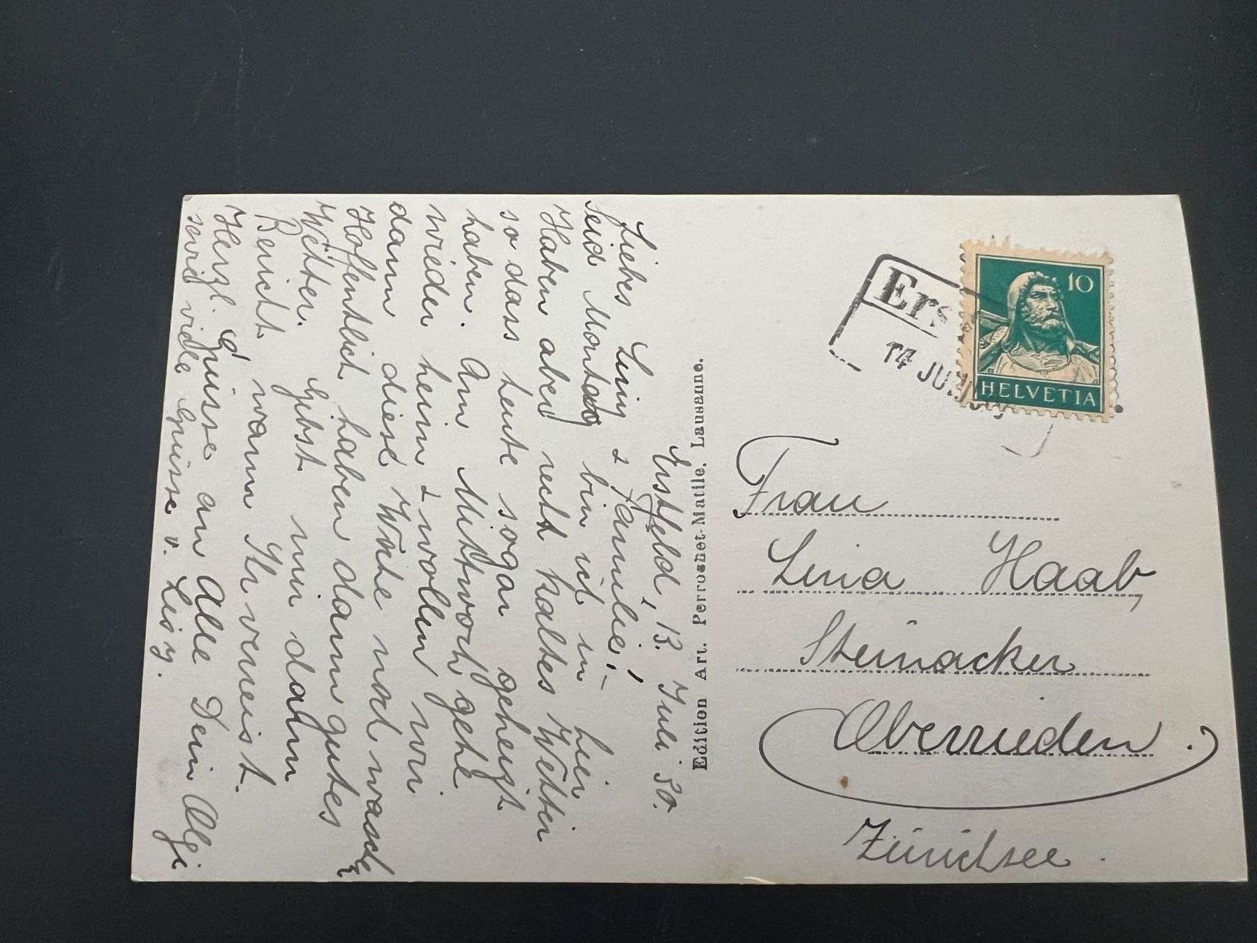 Ansichtskarten: Ansichtsk. 1930 Erstfeld mit Bahnstempel   (V554) – Gebraucht aus Hinwil von Sidi4 1