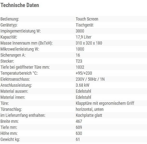 Elettrodomestici da cucina: Mikrowellenofen LAINOX Oracle Kombi-Schnellgarsystem – Usato da Wolhusen venduto da Gastrorampe 4