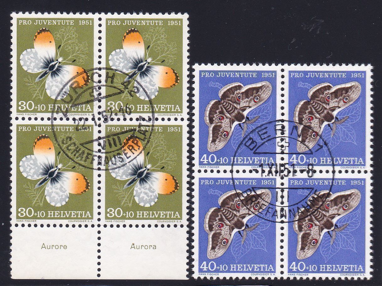 Tutti i francobolli: J141+142, 4er-Blocks mit ZT-Stempel – Usato da Wenslingen venduto da riger11