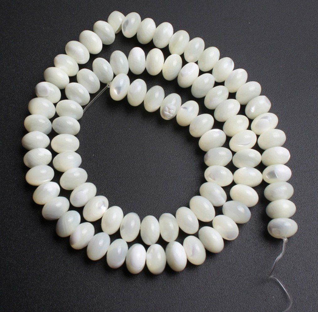 Perlen (unechte): Natürliche Shell Rondellen weiss – Neu und originalverpackt aus Münchenbuchsee von