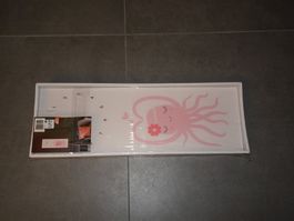 Wanduhr weiss - rosa Motiv | 20 × 60 cm