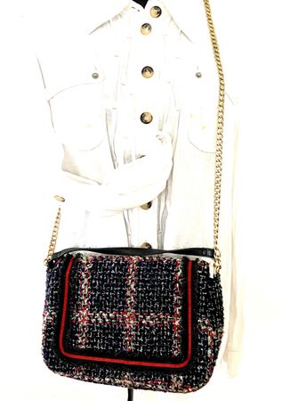 Becksöndergaard Tweed-Umhängetasche mit Goldkette