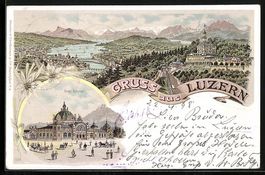 Litho Luzern, Ortsansicht aus der Vogels