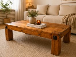 Massiver Eichen Couchtisch 130 cm  Modern Industrial
