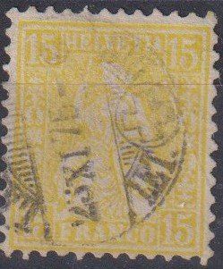Alle Briefmarken: Sitzende Helvetia "15" Nr. 39++++ – Gebraucht aus Samnaun-Compatsch von Muckimu