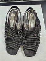 Sandalette Sandale aus Leder Gr. 37.5 Schwarz Silber