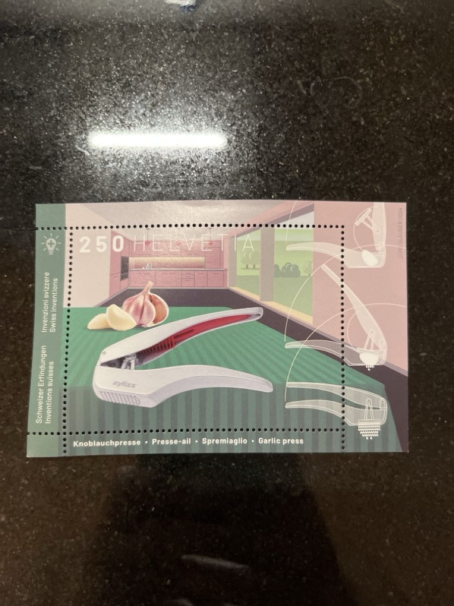 Tutti i francobolli: Sonderbriefmarke Knoblauchpresse – Nuovo e nell'imballaggio originale da Wattwil venduto da Luna8