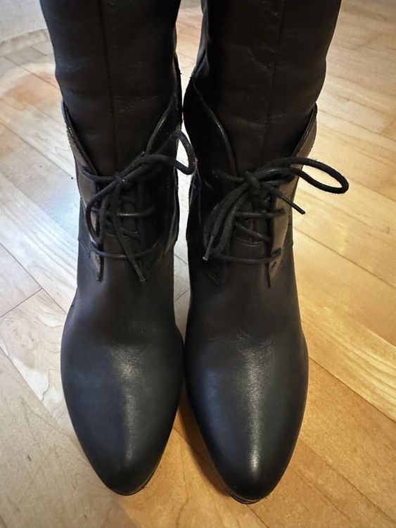 Leder-Stiefel Grösse 40 schwarz mit Absatz 3