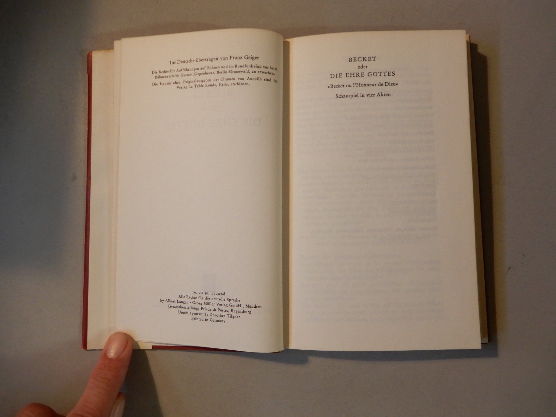 Bücher: Jean Anouilh - Becket oder die Ehre Gottes - Buch – Gebraucht aus Erstfeld von Mario_boe0 2