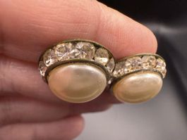 Vintage Perlen und Strass Ohrringe, Clip