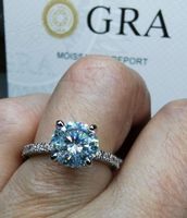 Bague argent avec diamant de moissanite de 2 ct certifié GRA