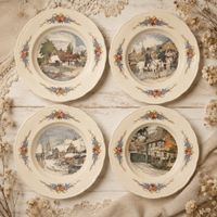 4 Vintage Teller Obernai Faïenceries d'Argonne Frankreich