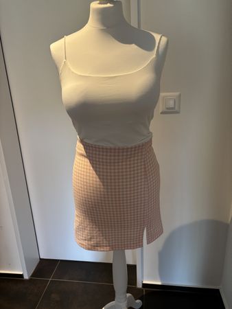 Rock pink weiss kariert Grösse XS, Top weiss Grösse XS