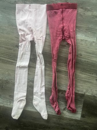 2x strumpfhosen rosa&rot weiss gestreift gr122-128