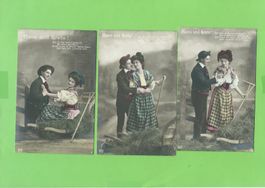 Alte Postkarten: Hans und Grete, Trachten, ca. 1900