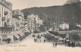 Ansichtskarte Brunnen Hotel Eden 1902 gelaufen Zustand gut