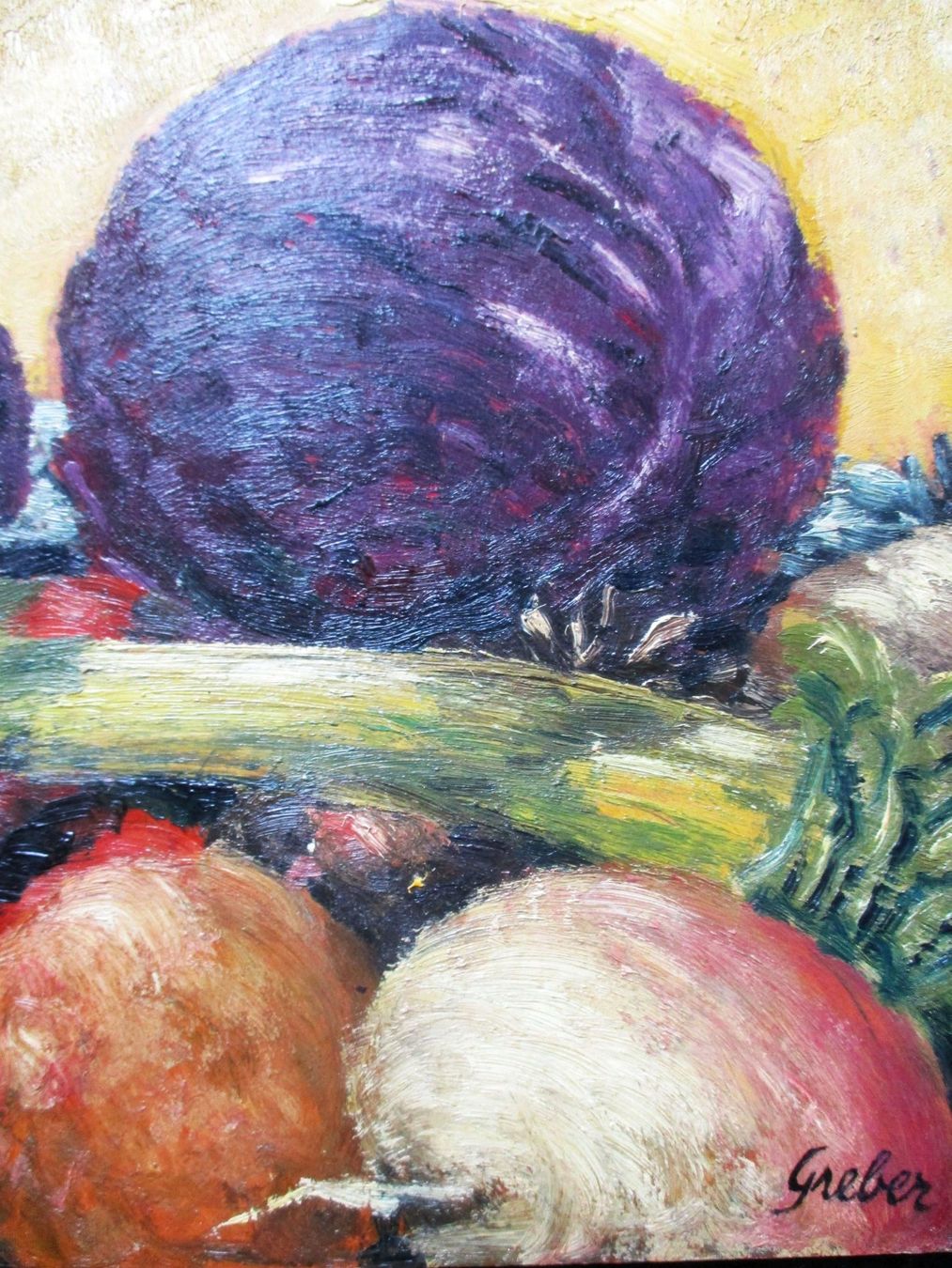 Dipinti: GREBER : Nature morte aux choux rouges – Usato da Petit-Lancy venduto da kine 2