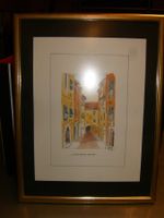 Villefranche sur Mer Aquarell 1988 Maler: F. Serra, Holzrahm