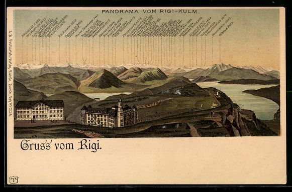 Cartes postales: Litho Rigi-Kulm, Panorama mit Bergen – D'occasion à Berlin par bartko-reher