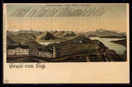 Litho Rigi-Kulm, Panorama mit Bergen