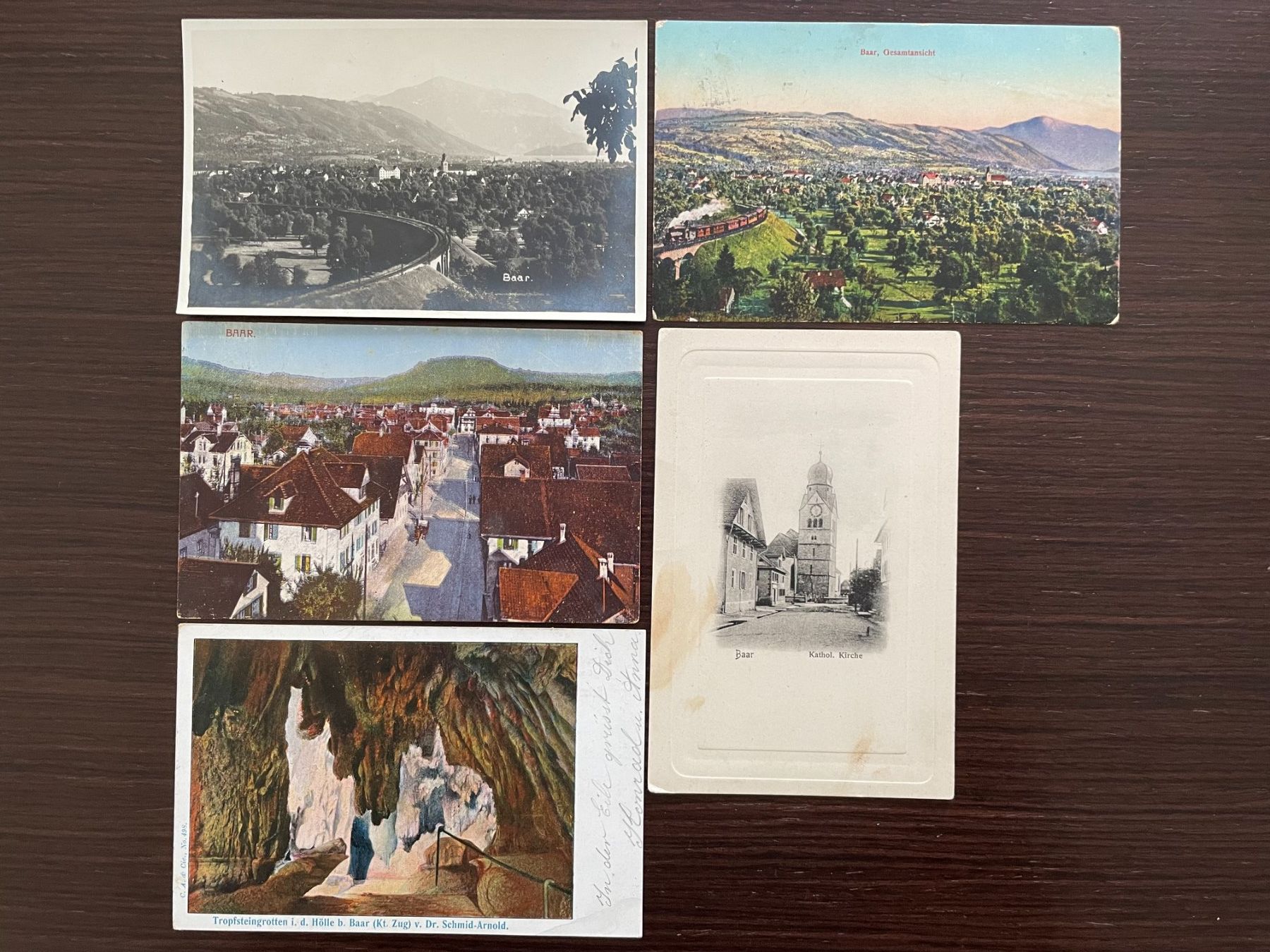 Cartoline postali: BAAR Ortsansichten, Höllgrotten, Kirche, 5 Ansichtskarten – Usato da Wald ZH venduto da TLILEF