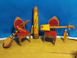 Puppenstube Musikzimmer Instrumente, Sammlerstücke