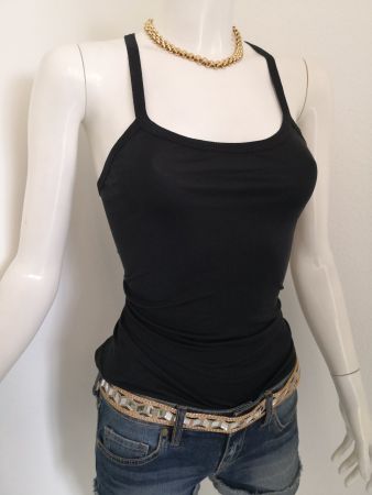 🤩MANGO TANK-TOP SCHWARZ GLÄNZEND