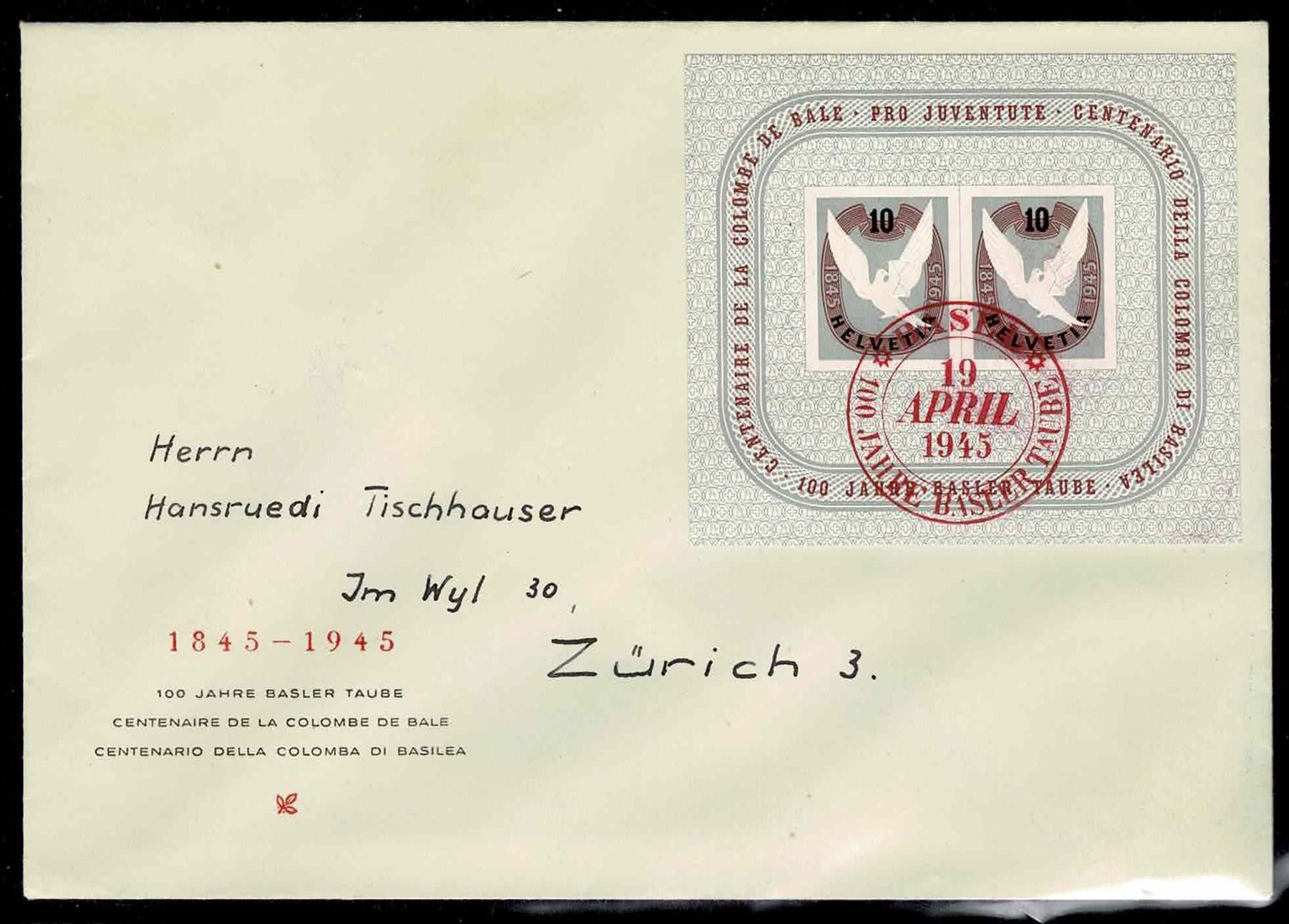 Tutti i francobolli: 1945 Basler Taube Block W23 auf Brief – Nuovo (secondo la descrizione) da Nuglar venduto da Stamp88