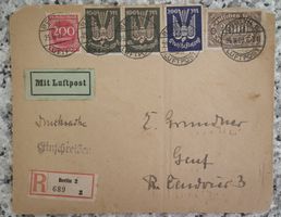 1923 Deutsches Reich Luftpost R-Brief nach Geneve