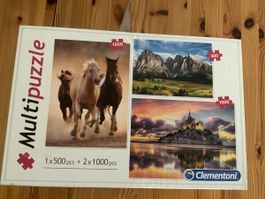Clementoni Multipuzzle 1x500 und 2x1000 Teile 