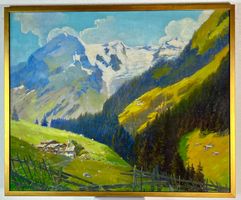 Ölgemälde Benedegt mit Kapelle Son Benedegt, Graubünden