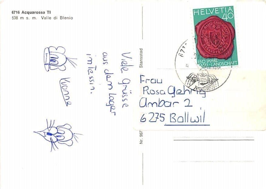 Cartoline postali: TI - Acquarossa, Valle di Blenio – Usato da Ottikon b.Kemptth. venduto da Neptun1974 1