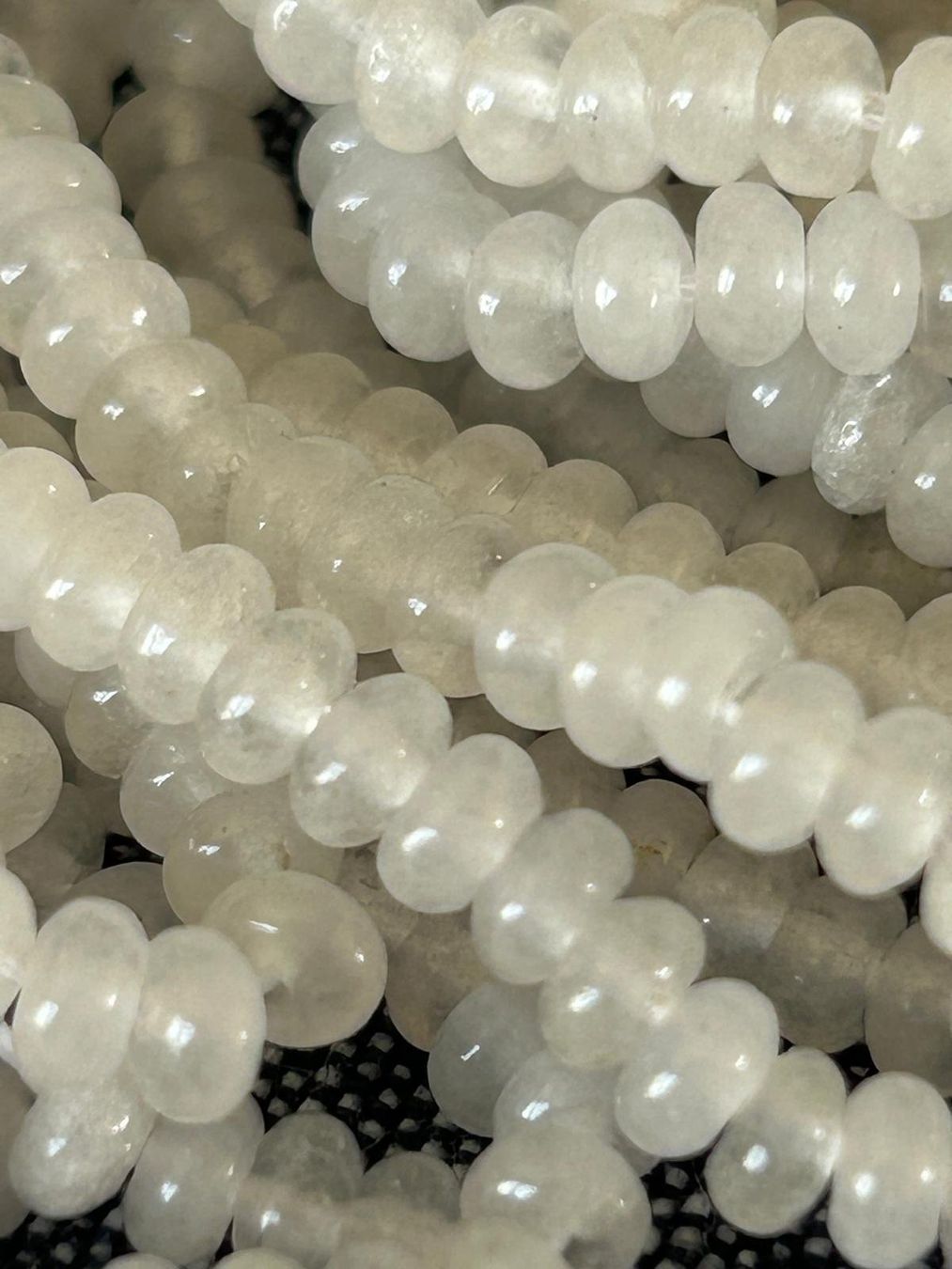 Pietre preziose: Strang echte white jade rondelle 2 x 4 mm – Nuovo e nell'imballaggio originale da Niederrohrdorf venduto da Ytobi 1
