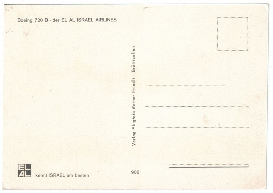 Cartoline postali: EL AL Boeing 720 B – Usato da Frauenfeld venduto da POML 1